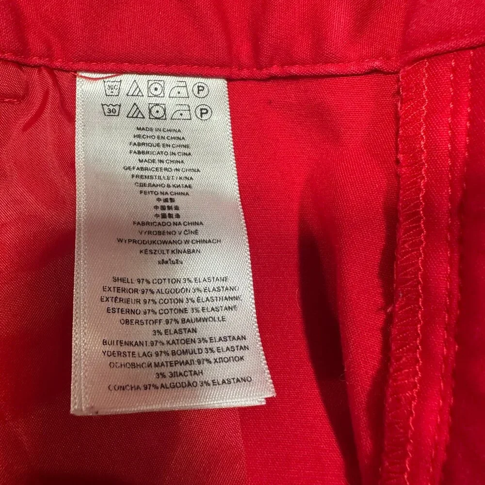 MICHAEL Michael Kors Pants Women 2 Red Stretch Trousers Tapered Leg Zip Pockets - Picture 6 of 8